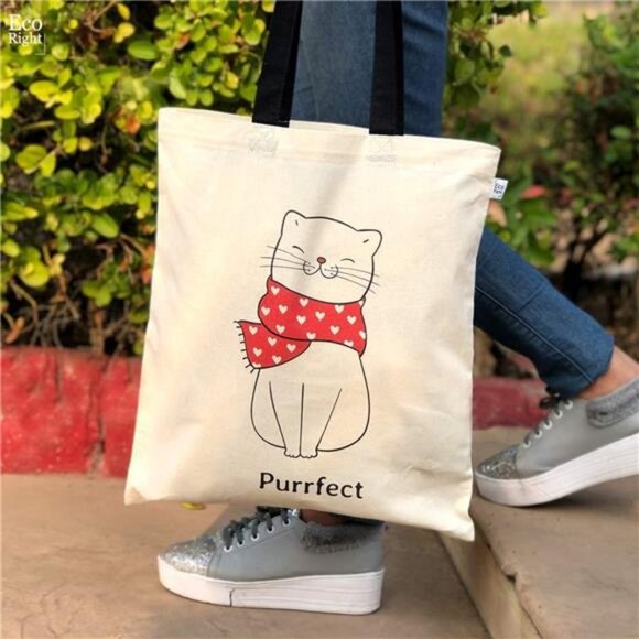 Canvas Tote Bag for Women, Reusable Cotton Tote Bag for Grocery, Shopping, Beach - Picture 2 of 6